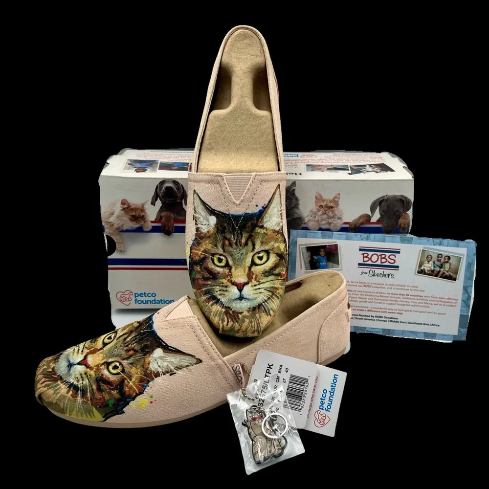 BOBS from Skechers Plush Cats Rule Light Pink Memory Foam Sz 10 - Picture 1 of 14